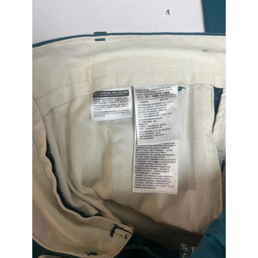 Levi Strauss & Co Mens Slim Fit Chino Pants Teal Green 29x31 Cotton Blend
